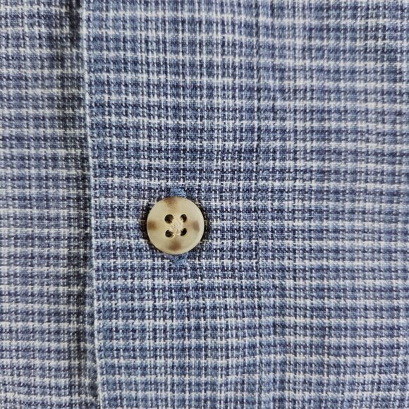 Northcrest Men XLT Tall Blue Check Short Sleeve Button Up Shirt Cotton Woven - Picture 9 of 14